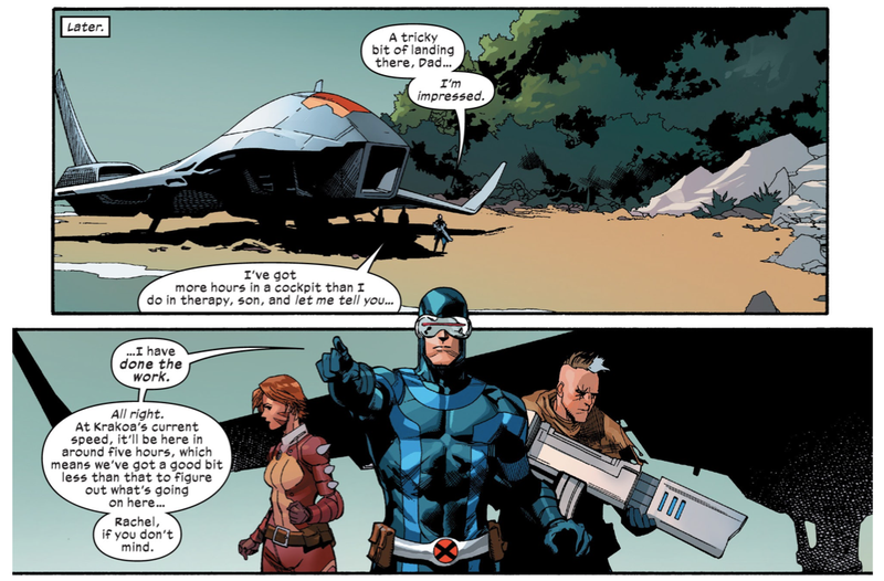 The Summers family arriving on a strange new island.